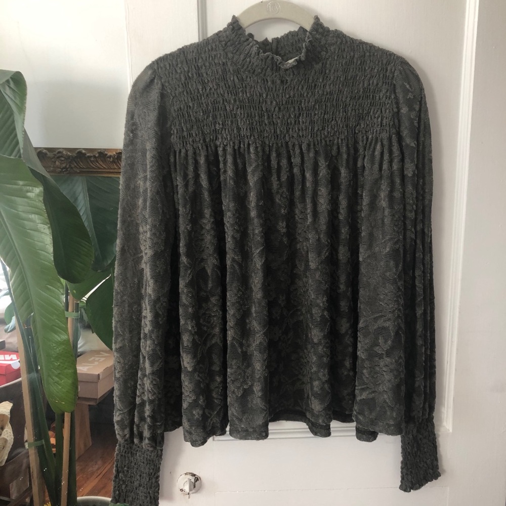 Anthropologie Olive Lace Top Size Small